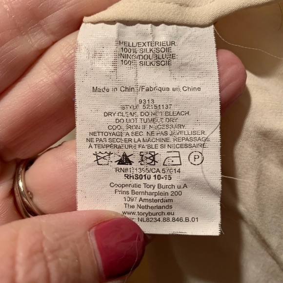 Tory Burch V-neck Silk Peasant Blouse in Cream size 2 - Picture 5 of 9